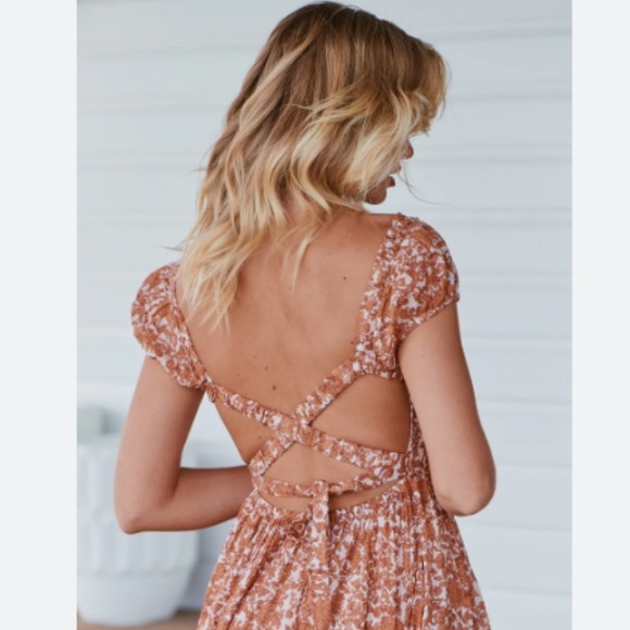 flower country style dress ULTRAVIOLET MAXI DRESS- TEA COMBO ~ FREE PEOPLE - Picture 5 of 16